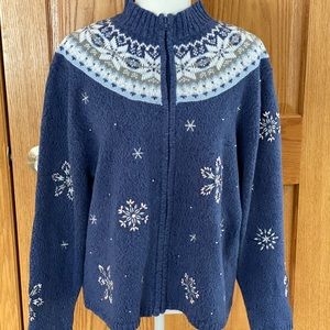 crystal Kobe beaded snowflake sweater xl